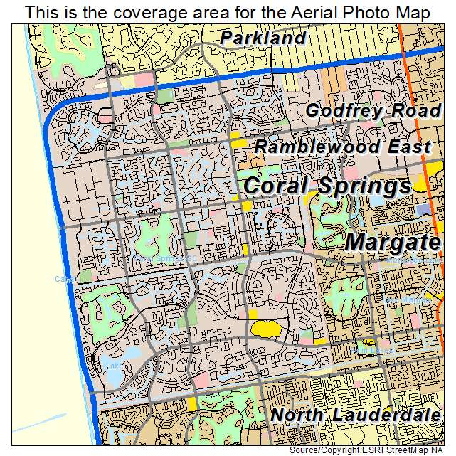 Aerial Photography Map Of Coral Springs FL Florida