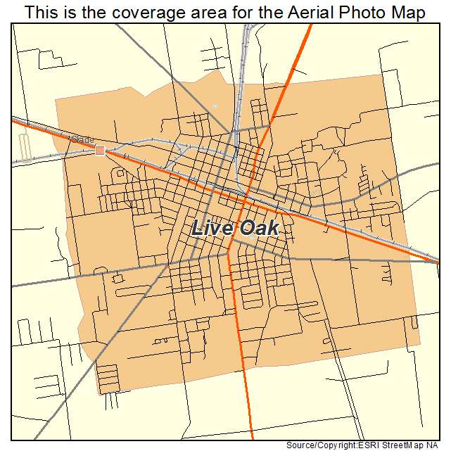 Aerial Photography Map Of Live Oak FL Florida