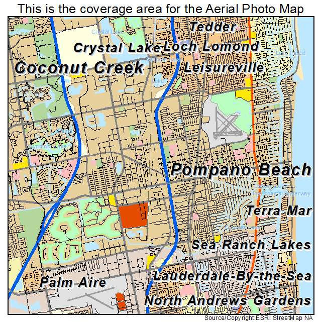 Aerial Photography Map Of Pompano Beach FL Florida