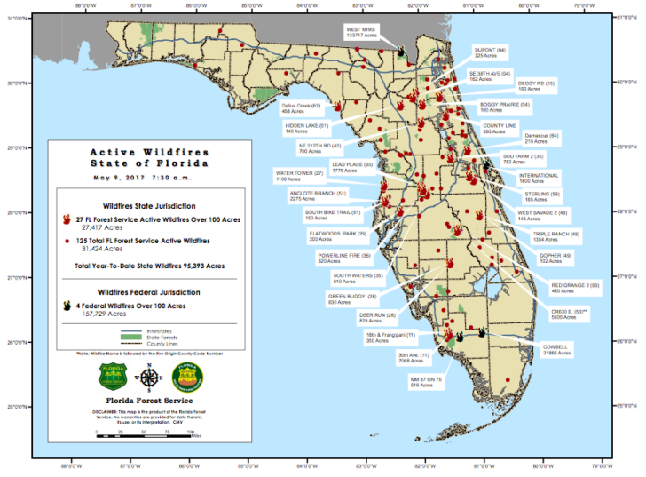 Map Of Florida Fires Today