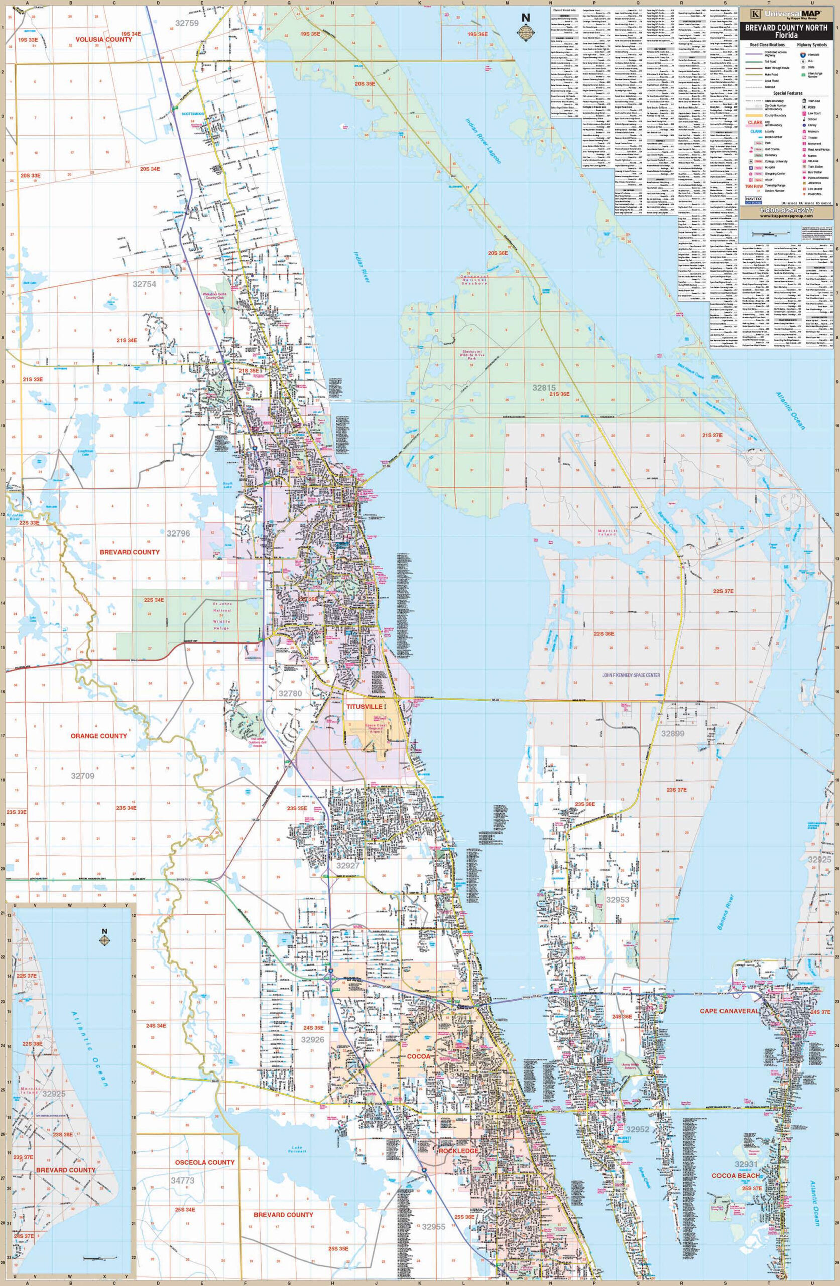 Brevard County FL North Wall Map KAPPA MAP GROUP