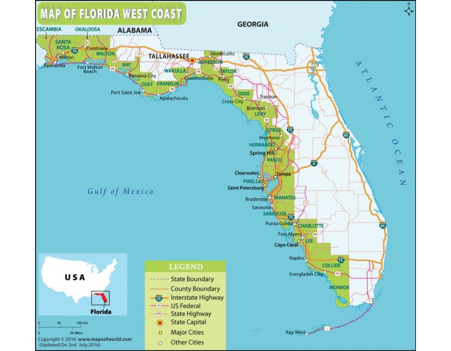 Buy Florida West Coast Map Online