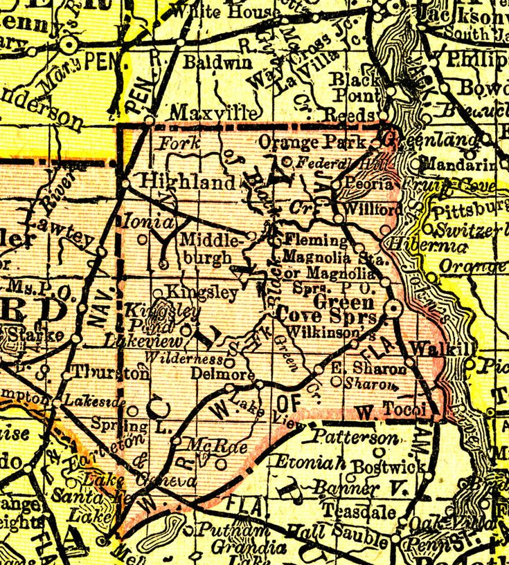 Clay County 1888 Clay County Green Cove Springs Map Of Florida