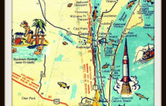 cocoa beach map art print cape canaveral florida nasa Cocoa Beach Map Art Print CAPE CANAVERAL Florida NASA