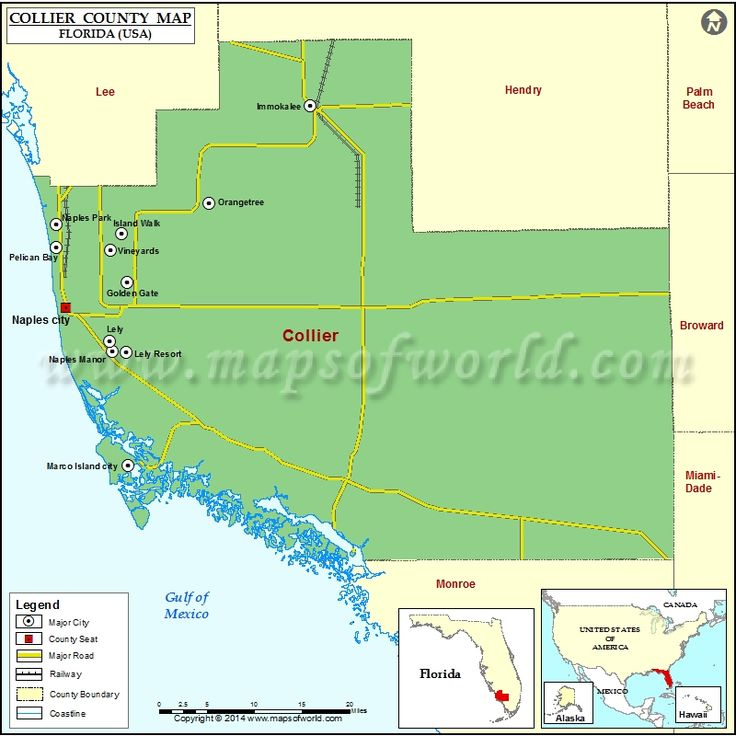 Collier County Map Florida In 2021 County Map Island Miami County Seat