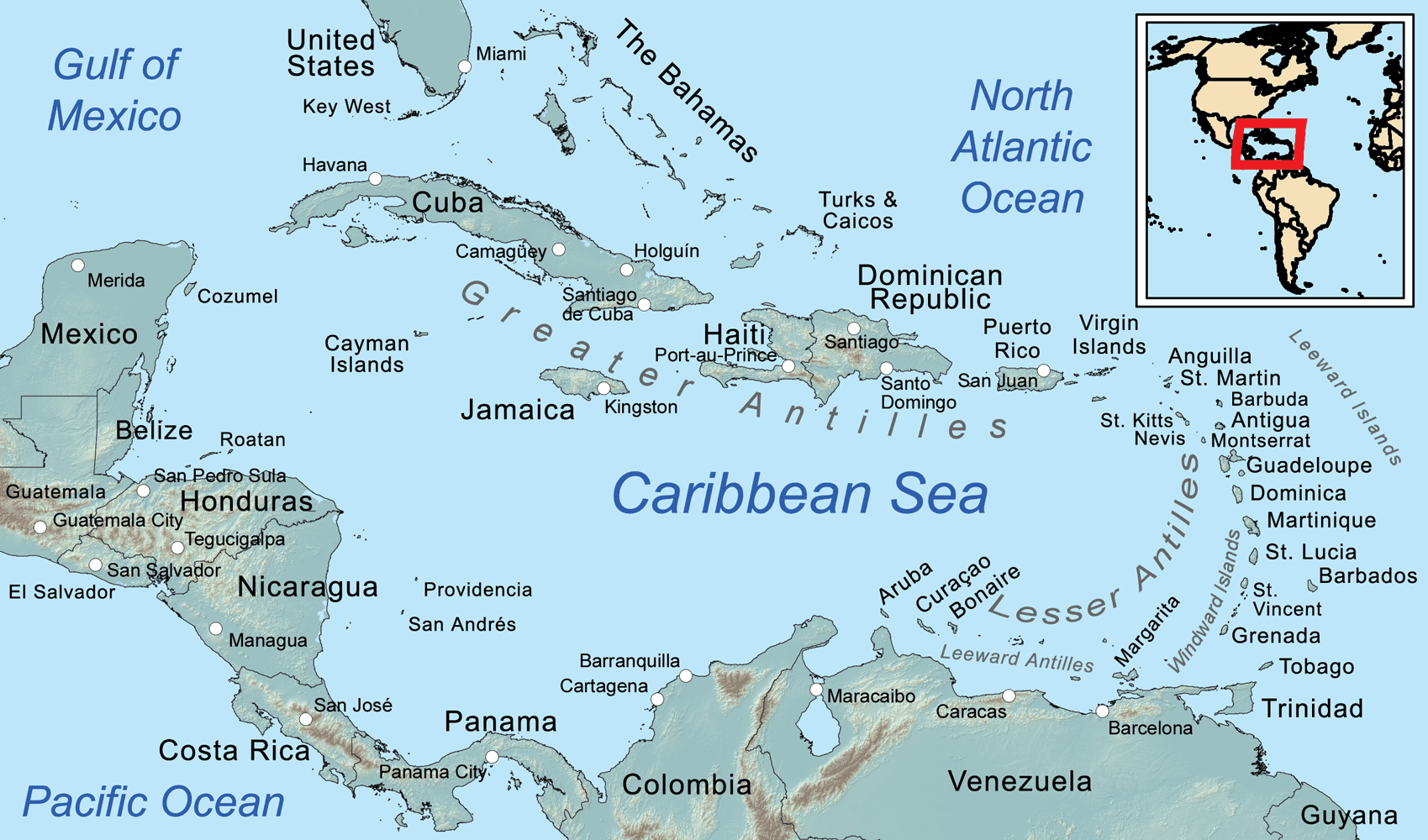 Comprehensive Map Of The Caribbean Sea And Islands