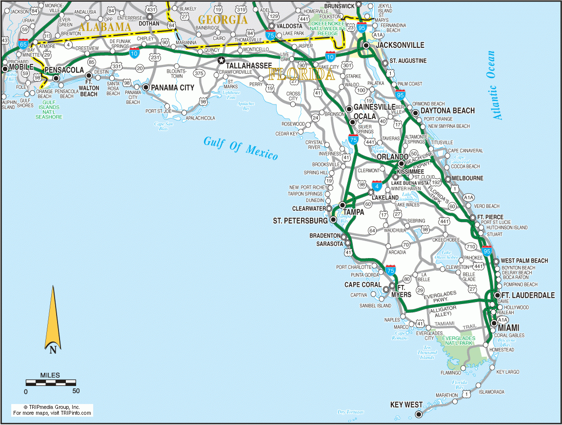 Detailed Political Map Of Florida Ezilon Maps Detailed Road Map Of 
