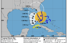 Eta Path Tracker As Tropical Storm Strikes Florida Hurricane Warning