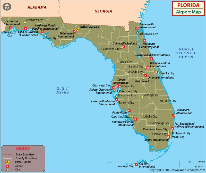 Florida Airports Airport Map Map Of Florida Cities Orlando Map