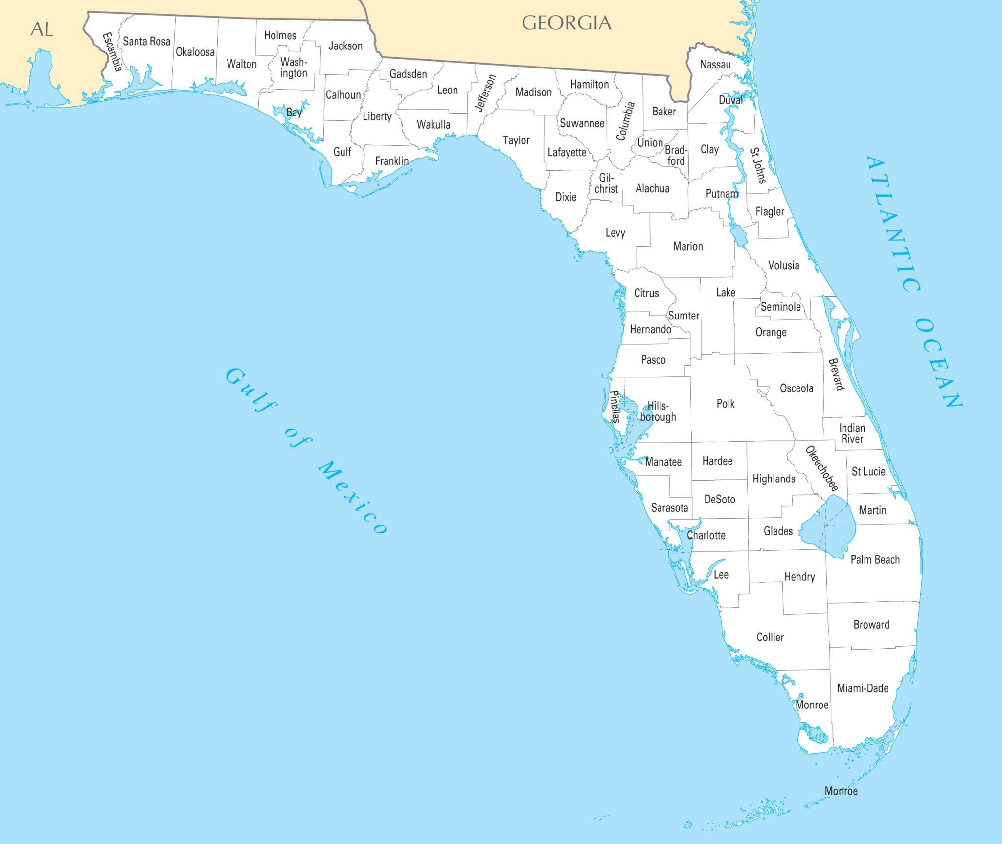 Florida county map mapsof maps of florida