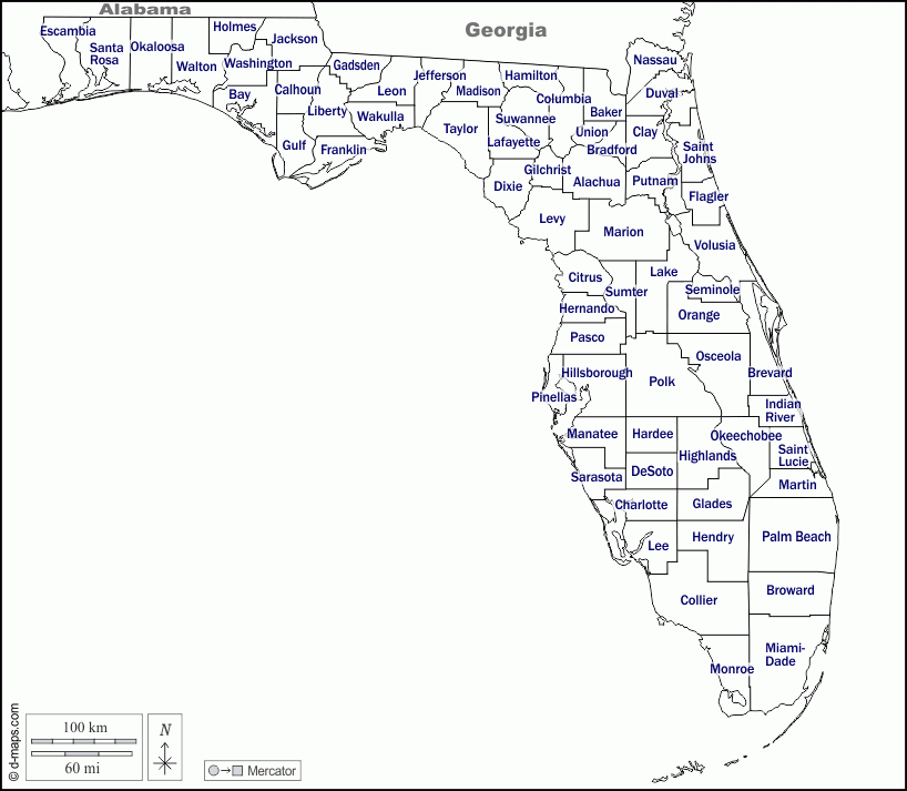 Florida Free Map Free Blank Map Free Outline Map Free Base Map 