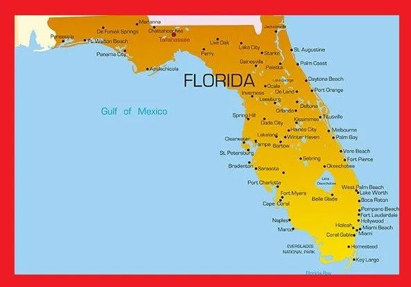 Florida Labeled Map Large Printable And Standard Map WhatsAnswer 