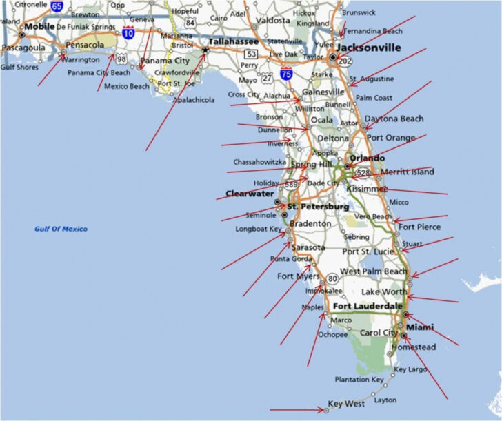 Map Of Florida East Coast Cities
