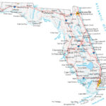 Florida Map Roads Cities Large MAP Vivid Imagery 12 Inch BY 18