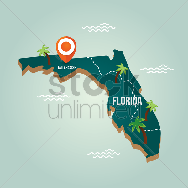 Florida Map With Capital City Vector Image 1536582 StockUnlimited