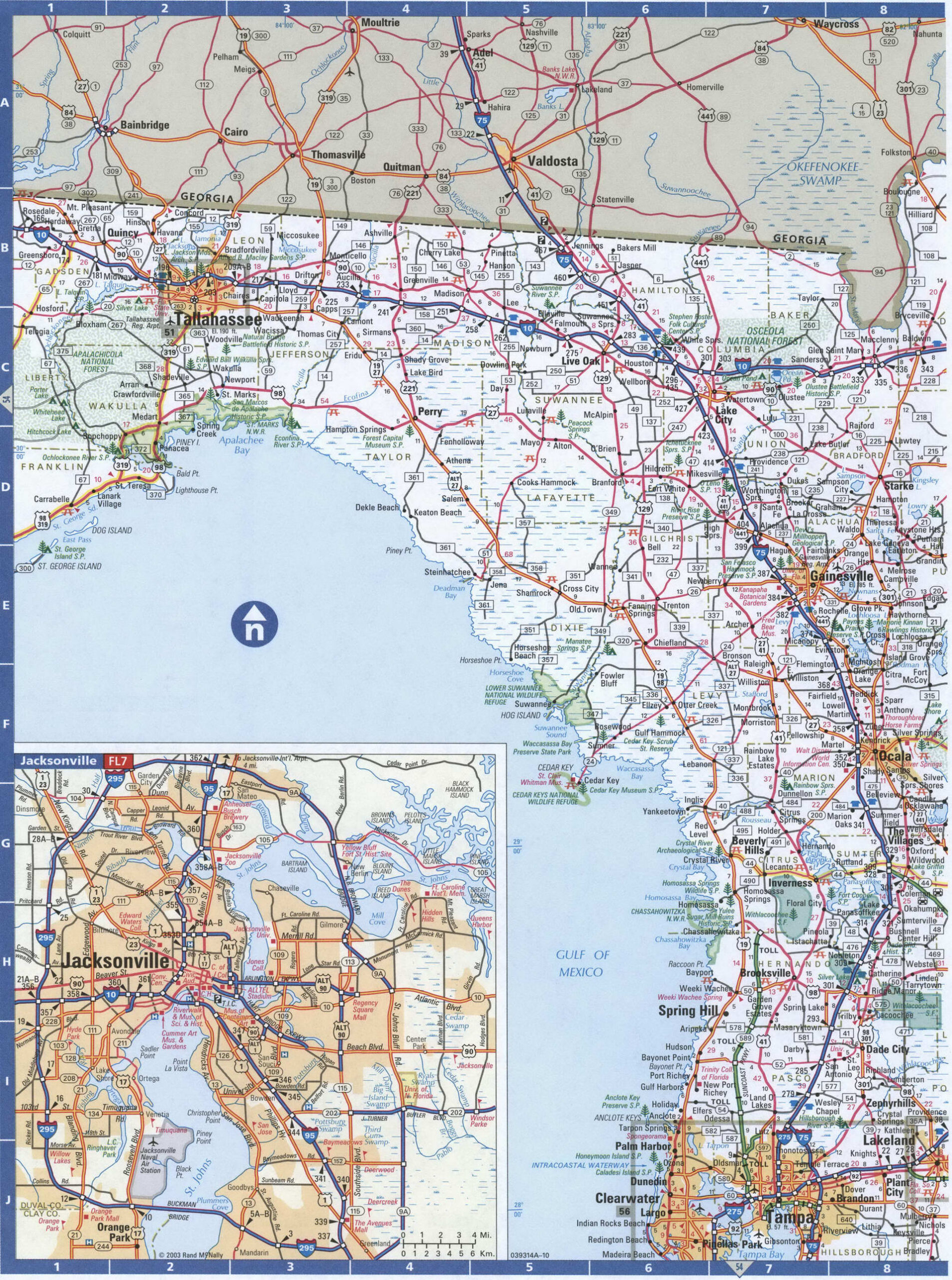 Florida Northern Roads Map Map Of North Florida Cities And Highways 