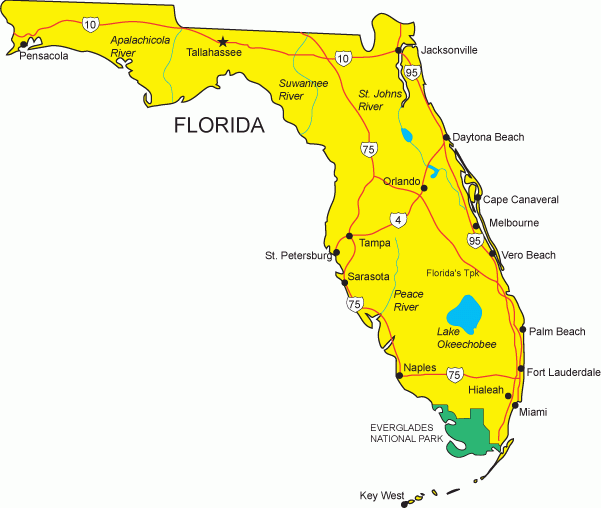 Florida Peninsula Long And Narrow except For The Panhandle 