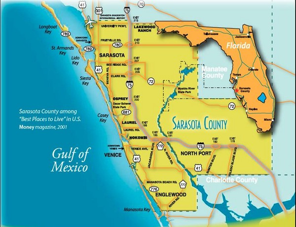 Map Of Sarasota County Florida Maps Of Florida