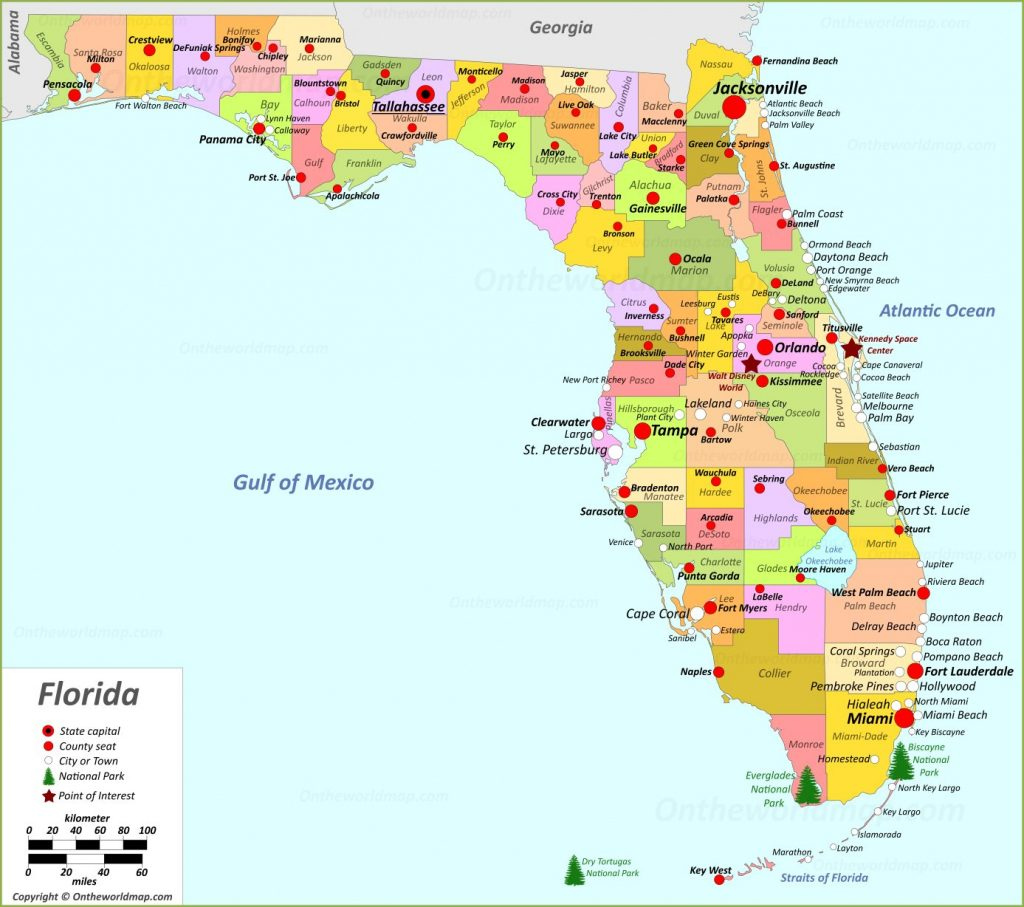 Florida State Maps Usa Maps Of Florida Fl Within Printable Map Of 