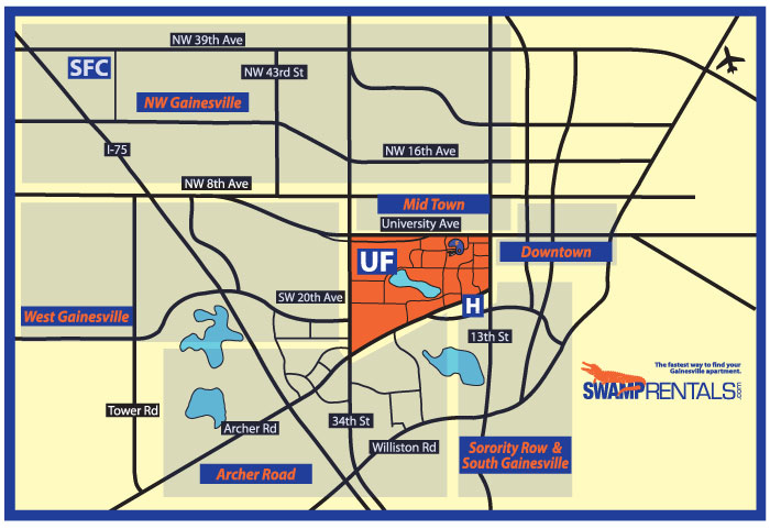 Gainesville Map Apartment Rentals In Gainesville FL Swamp Rentals