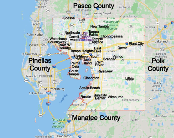 Map Of Hillsborough County Florida