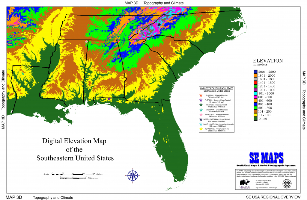 Interactive Elevation Map Of Florida Printable Maps