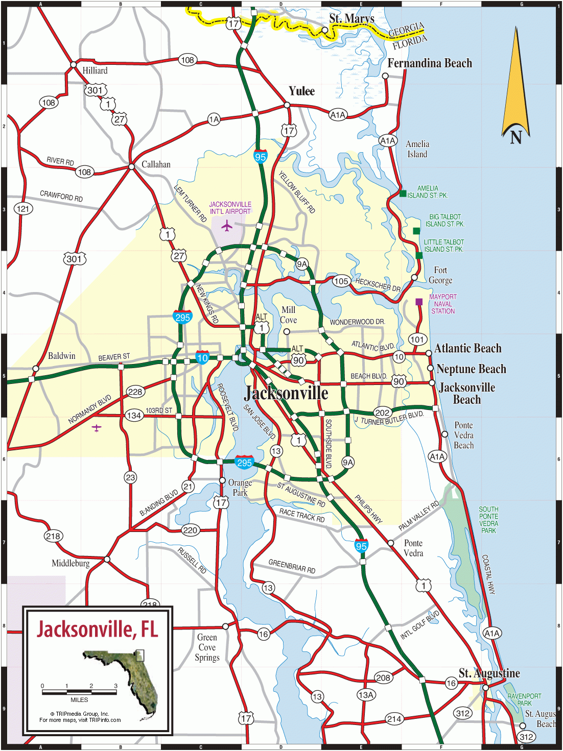 Jacksonville Northeast Florida Road Map