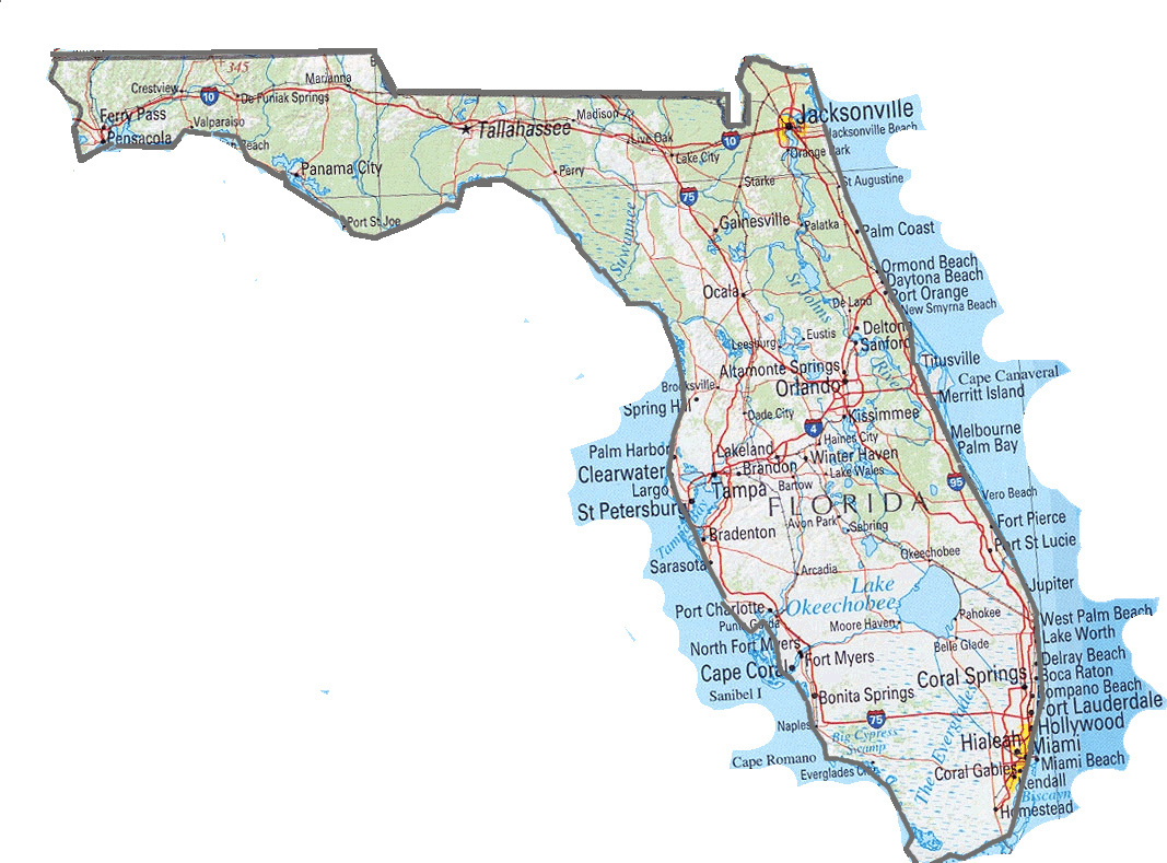 Laminated Map Florida State Map Poster 20 X 30 Walmart 