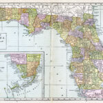 Laminated Map Large Detailed Old Administrative Map Of Florida With