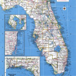 Large Administrative Map Of Florida State With Major Cities Poster 20 X