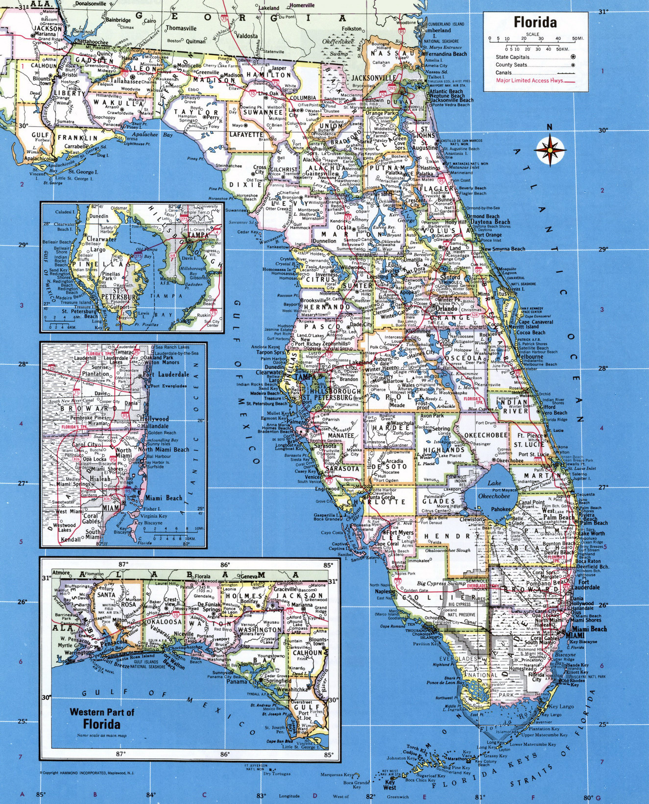 map of florida with all cities and towns