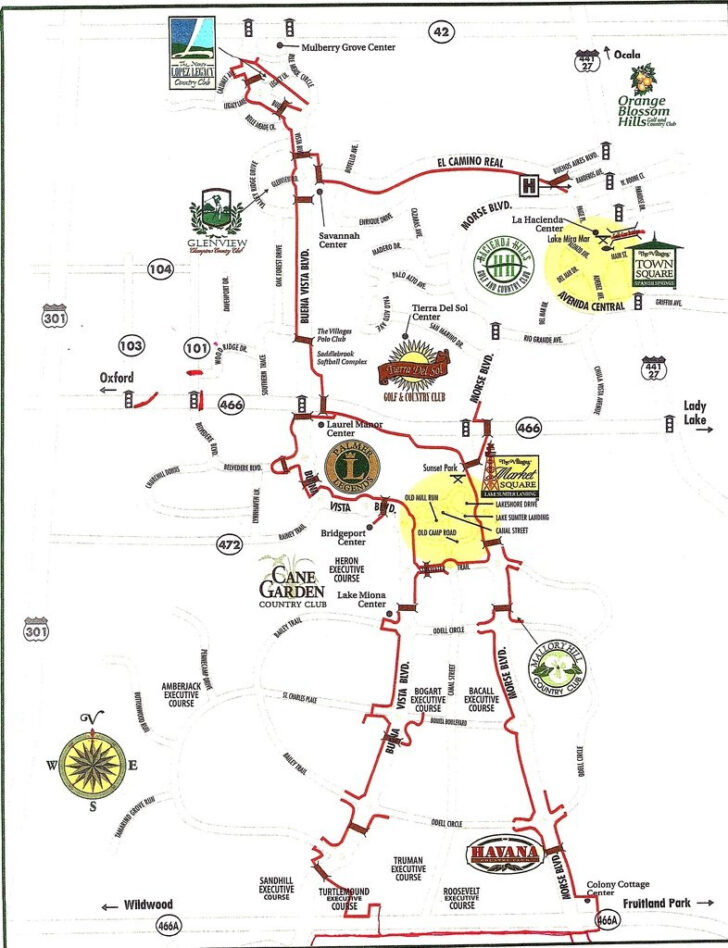 Golf Cart Map Of The Villages Florida