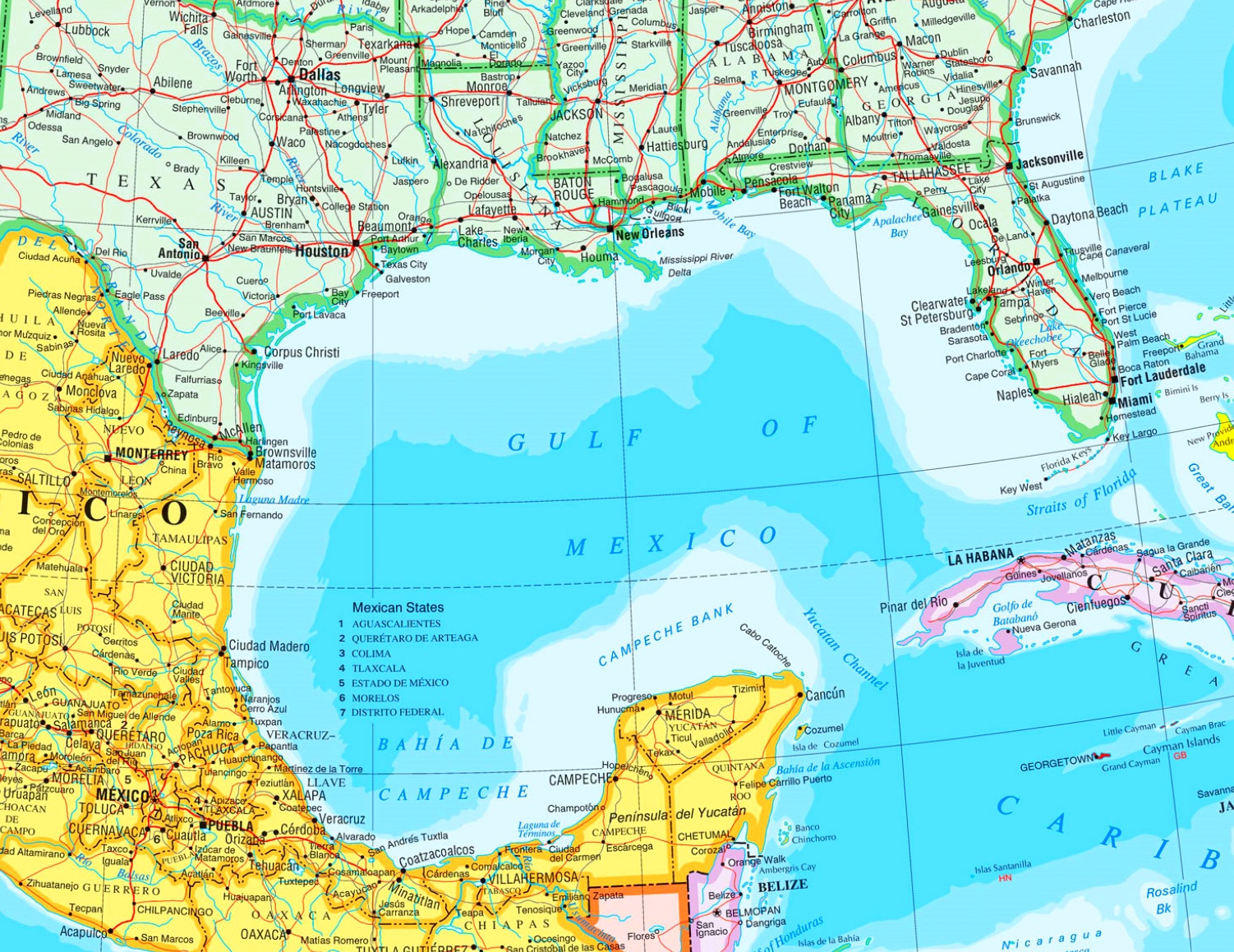 Large Detailed Map Of Gulf Of Mexico With Cities
