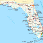 Large Roads And Highways Map Of Florida State With Cities Poster 20 X
