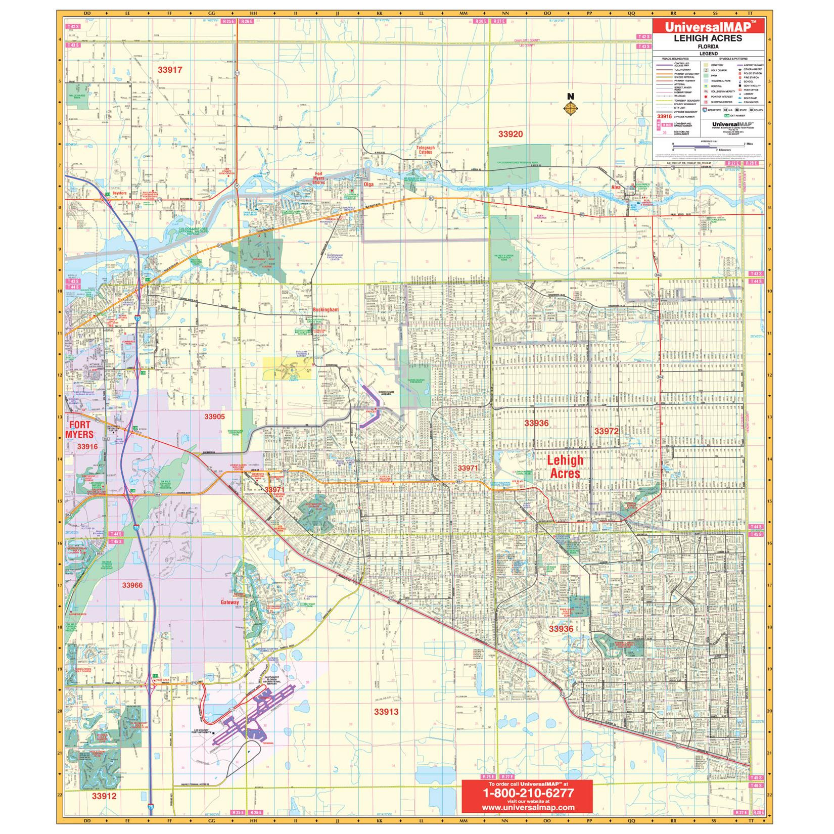 Lehigh Acres FL Wall Map The Map Shop