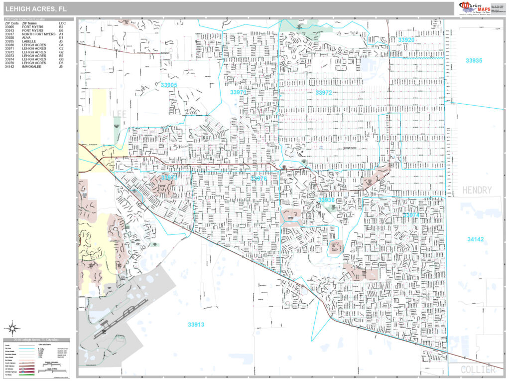 Lehigh Acres Florida Wall Map Premium Style By MarketMAPS | Maps Of Florida