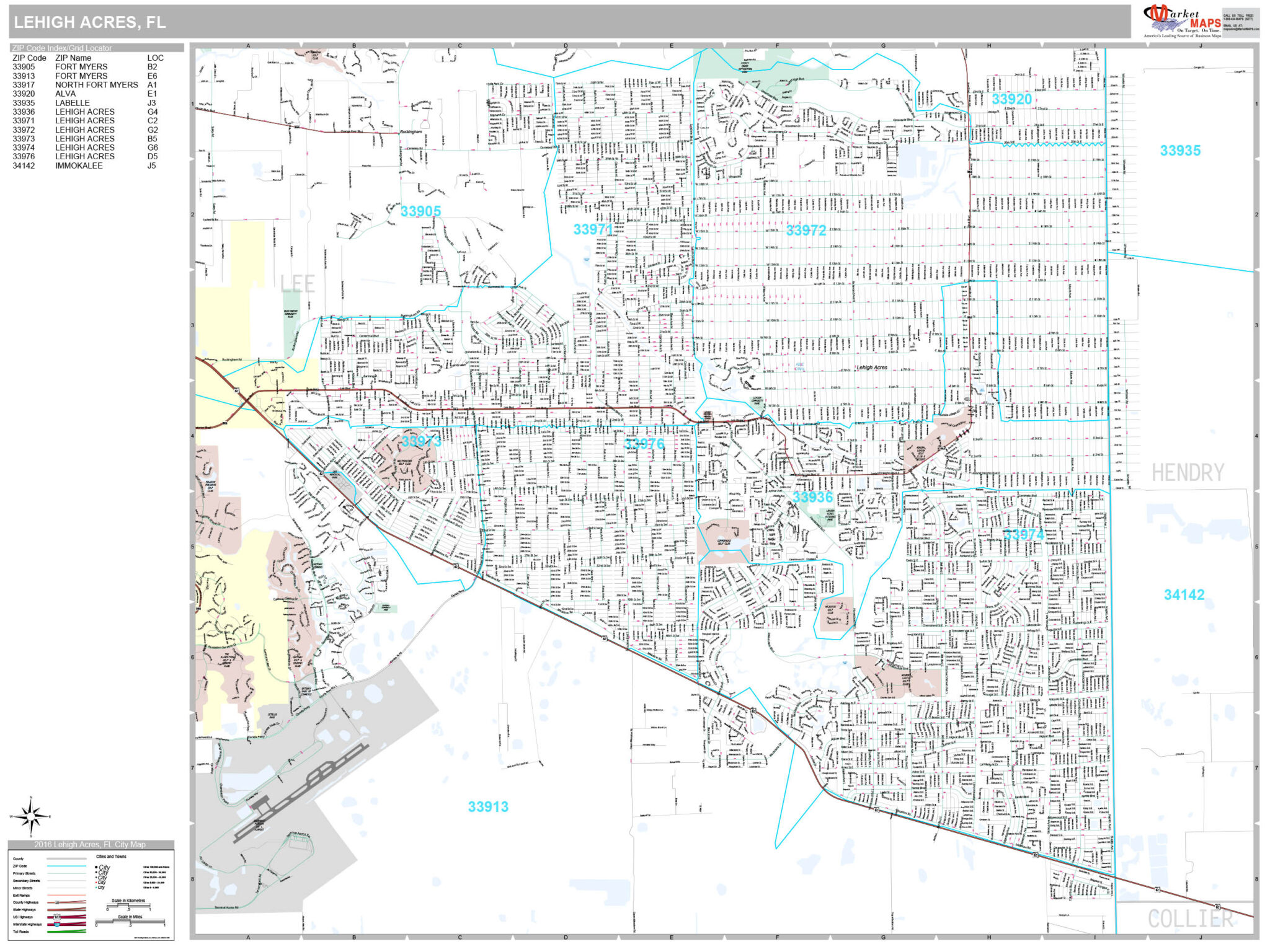 Lehigh Acres Florida Wall Map Premium Style By MarketMAPS | Maps Of Florida