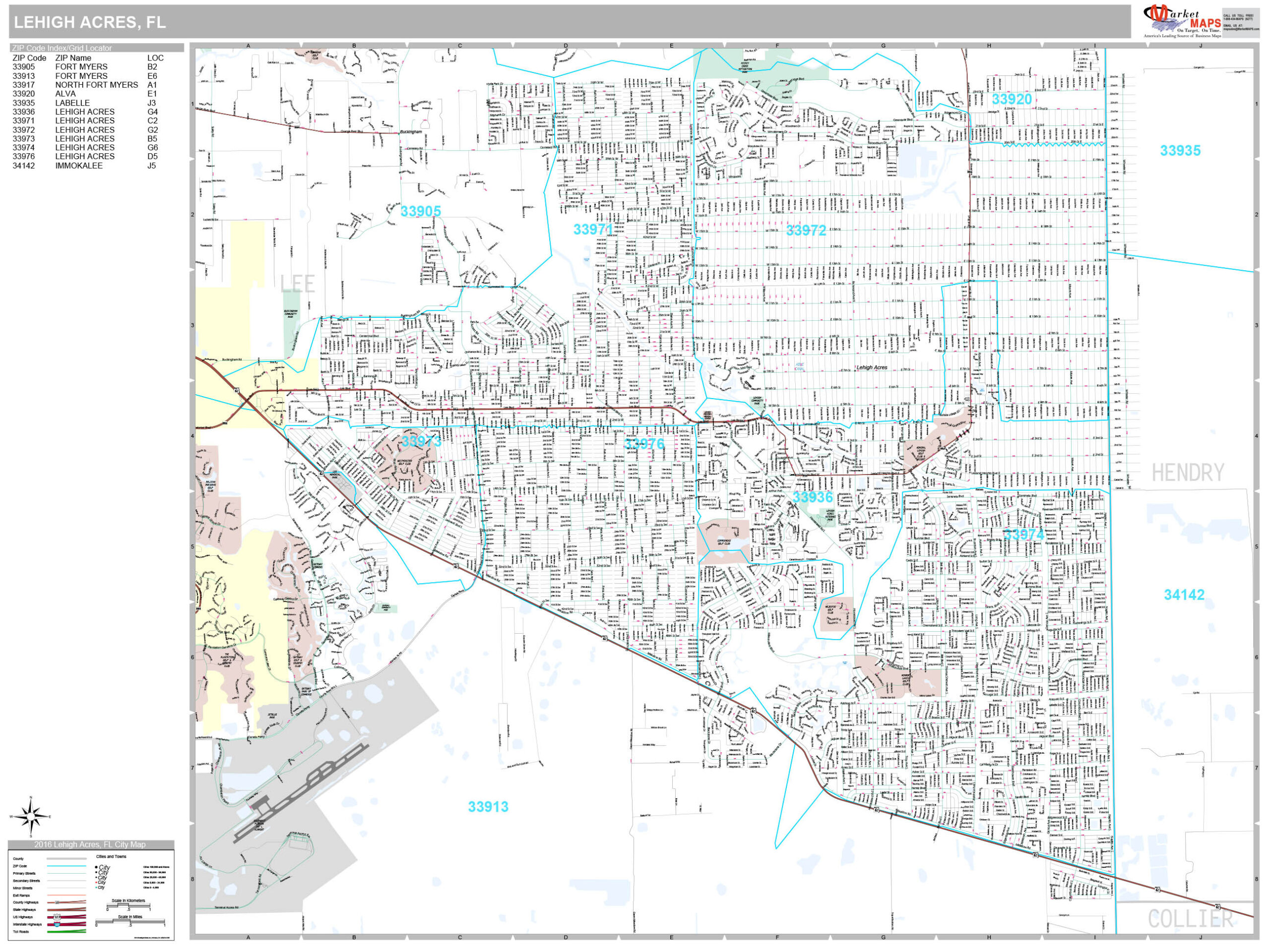 Lehigh Acres Florida Wall Map Premium Style By MarketMAPS