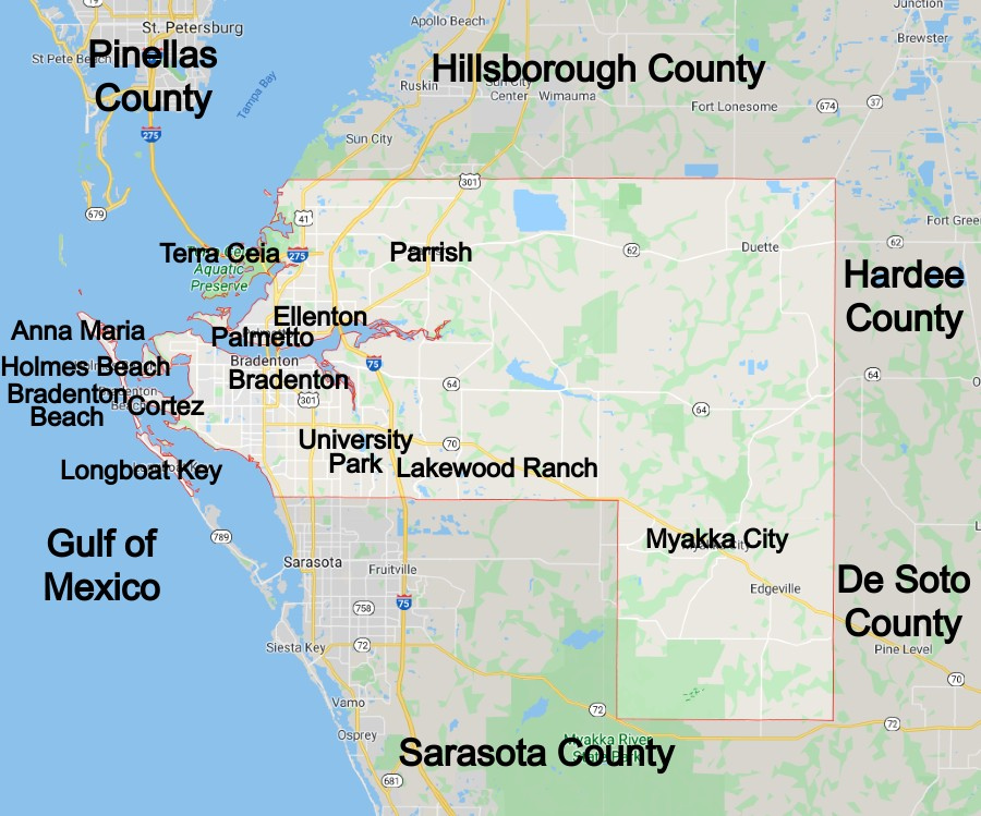 Map Of Manatee County Florida Maps Of Florida