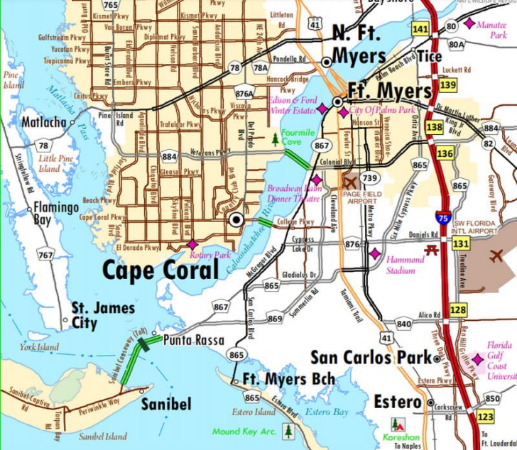 Map Of Cape Coral Florida Maping Resources Maps Of Florida 7920