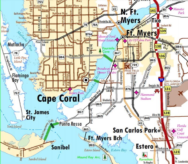 Map Of Cape Coral Florida Maping Resources