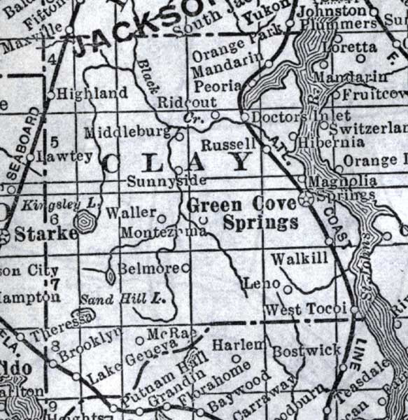 Map Of Clay County Florida 1920