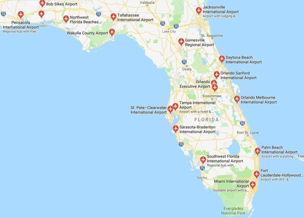 Map Of Florida Airports Map Of Florida Orlando Sanford International 