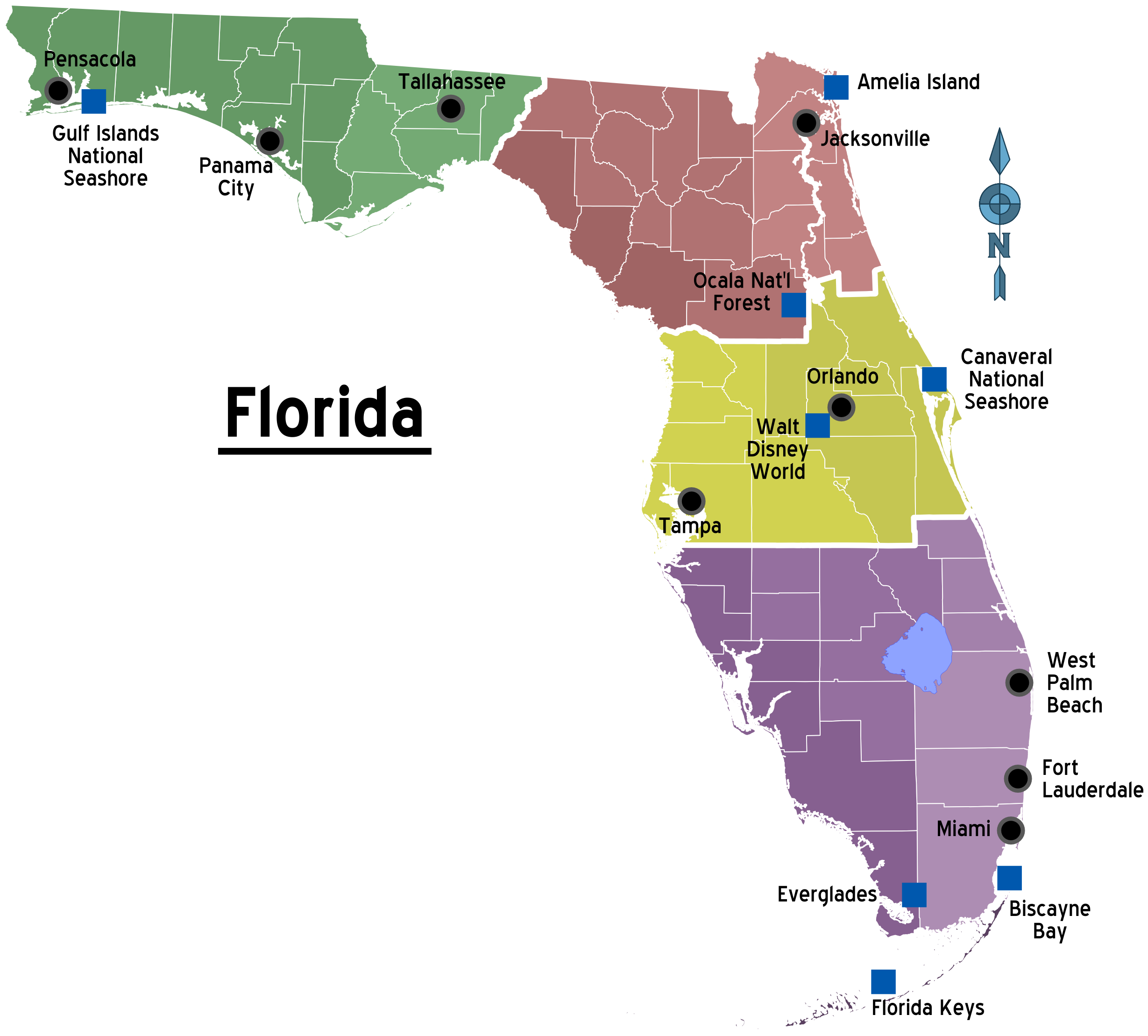 Map Of Florida Overview Map Regions Worldofmaps Online Maps