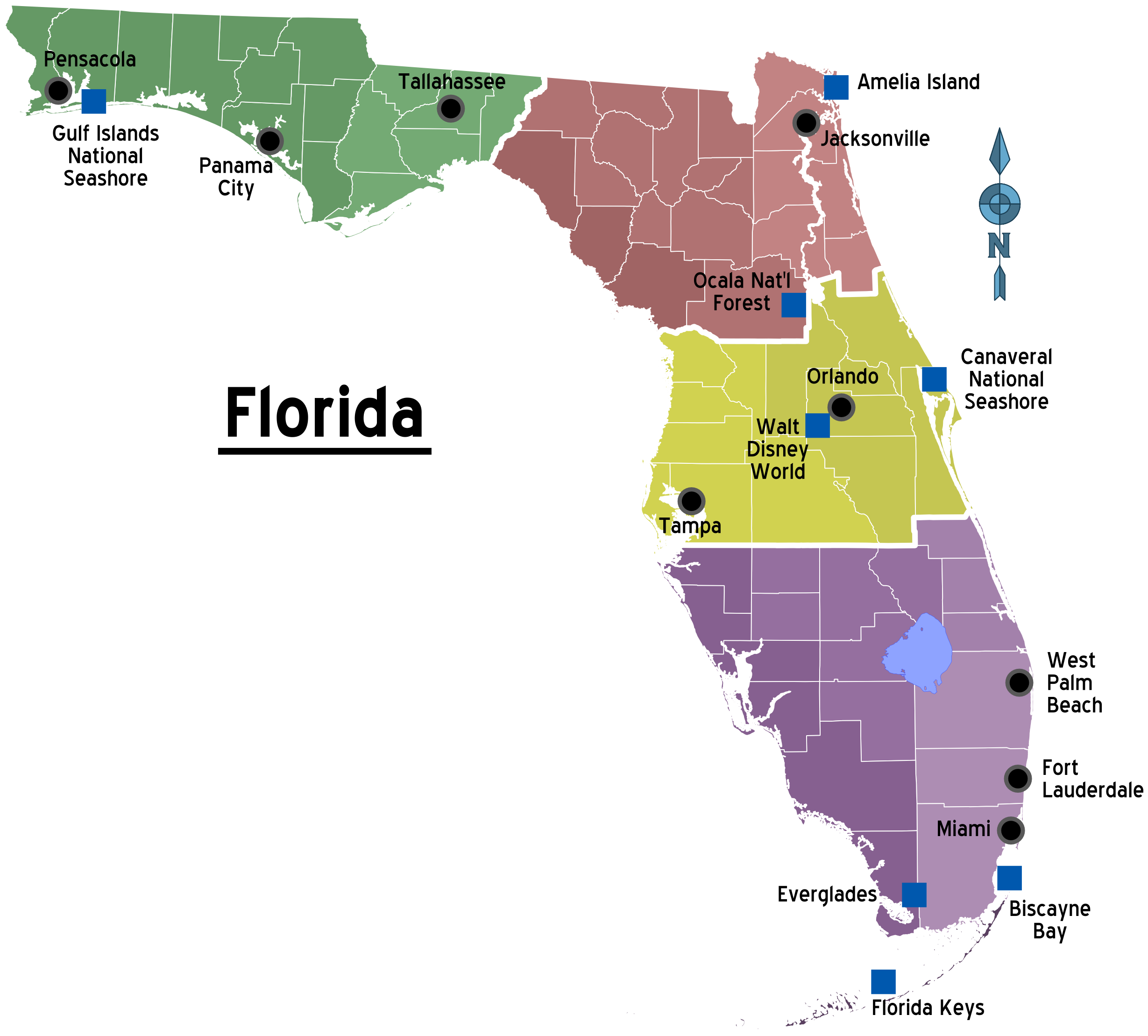 Map Of Florida Overview Map Regions Worldofmaps Online Maps 