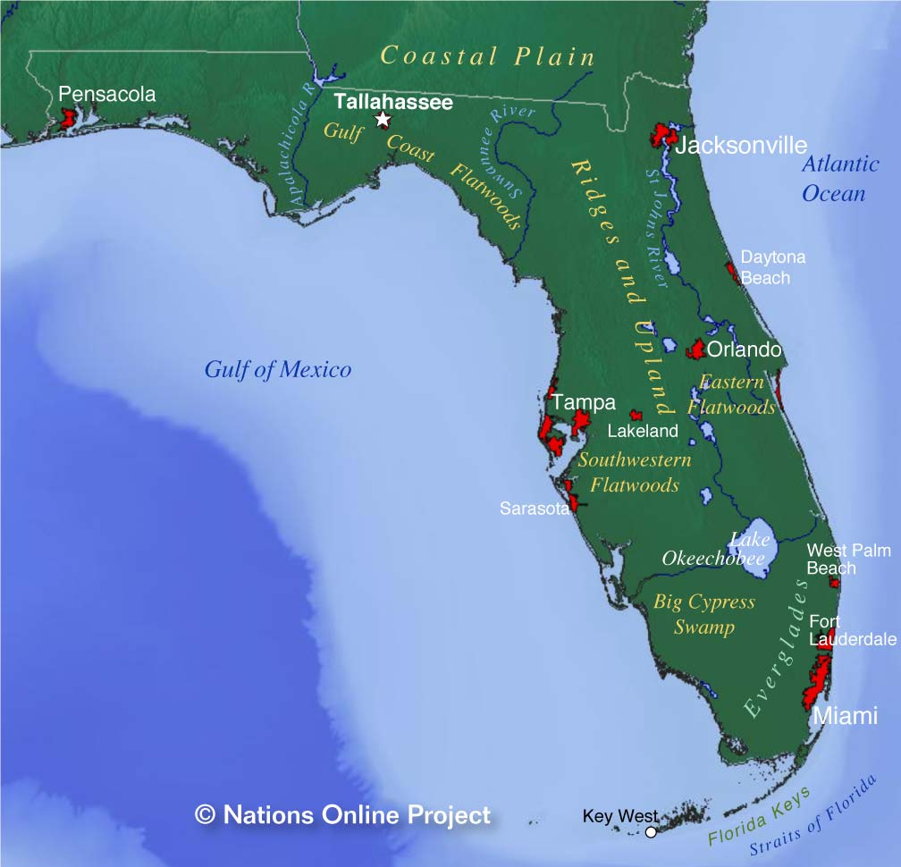 Map Of Florida State USA Nations Online Project