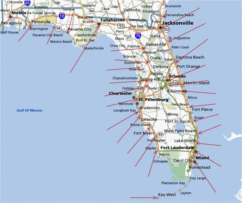 Map Of Florida West Coast Beaches Printable Maps