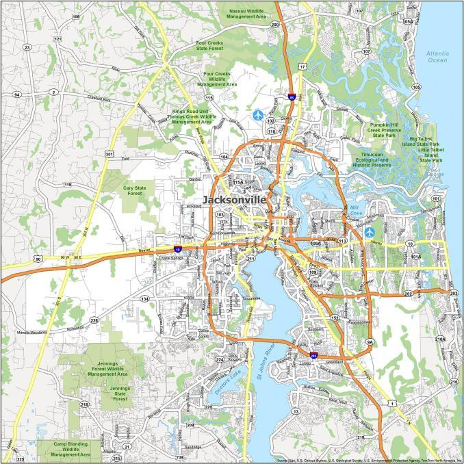 Map Of Jacksonville Florida GIS Geography
