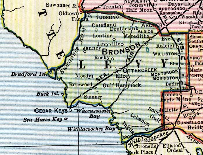 Map Of Levy County Florida 1902