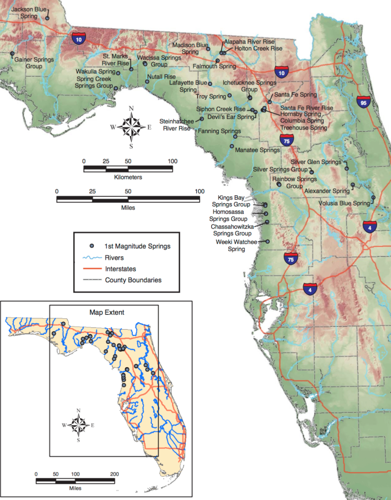 Map Of Natural Springs In Florida Printable Maps